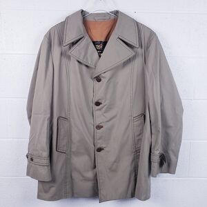 VTG 70s Men's Cortefiel Brown Overcoat Dress Coat Made in Spain Size 46 Large